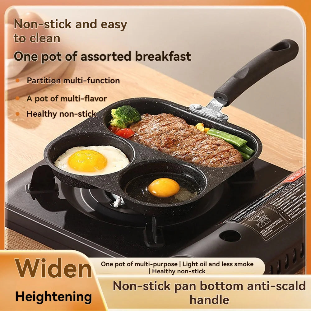 Three in one breakfast extra thick frying pan, home fried egg flat bottomed pan, steak, egg burger, non stick pan artifact