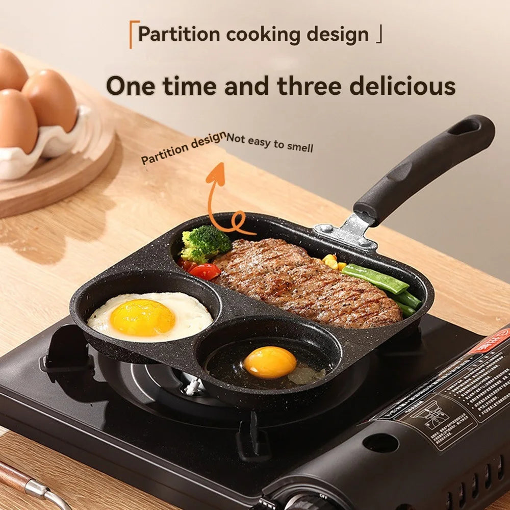 Three in one breakfast extra thick frying pan, home fried egg flat bottomed pan, steak, egg burger, non stick pan artifact