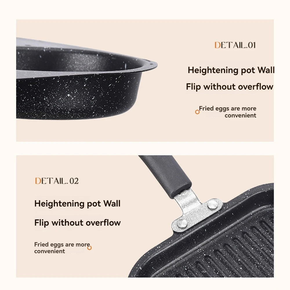Three in one breakfast extra thick frying pan, home fried egg flat bottomed pan, steak, egg burger, non stick pan artifact
